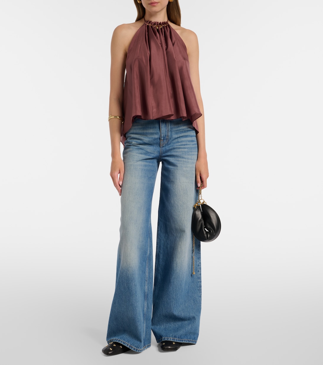 Aster beaded halterneck silk top | Zimmermann