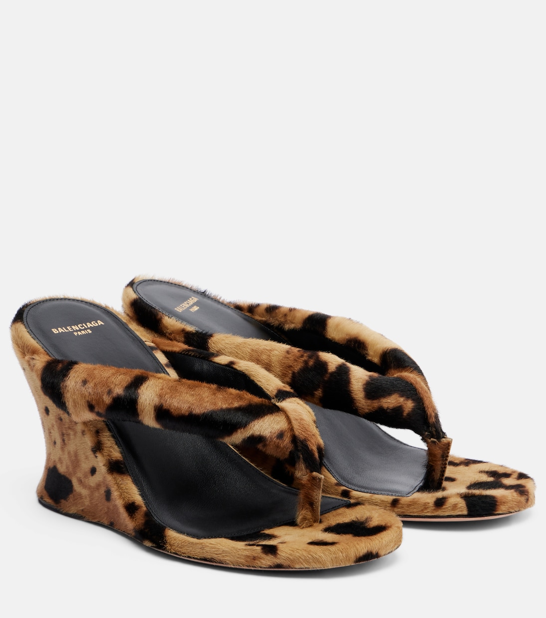 Gaeta calf hair wedge thong sandals | Balenciaga