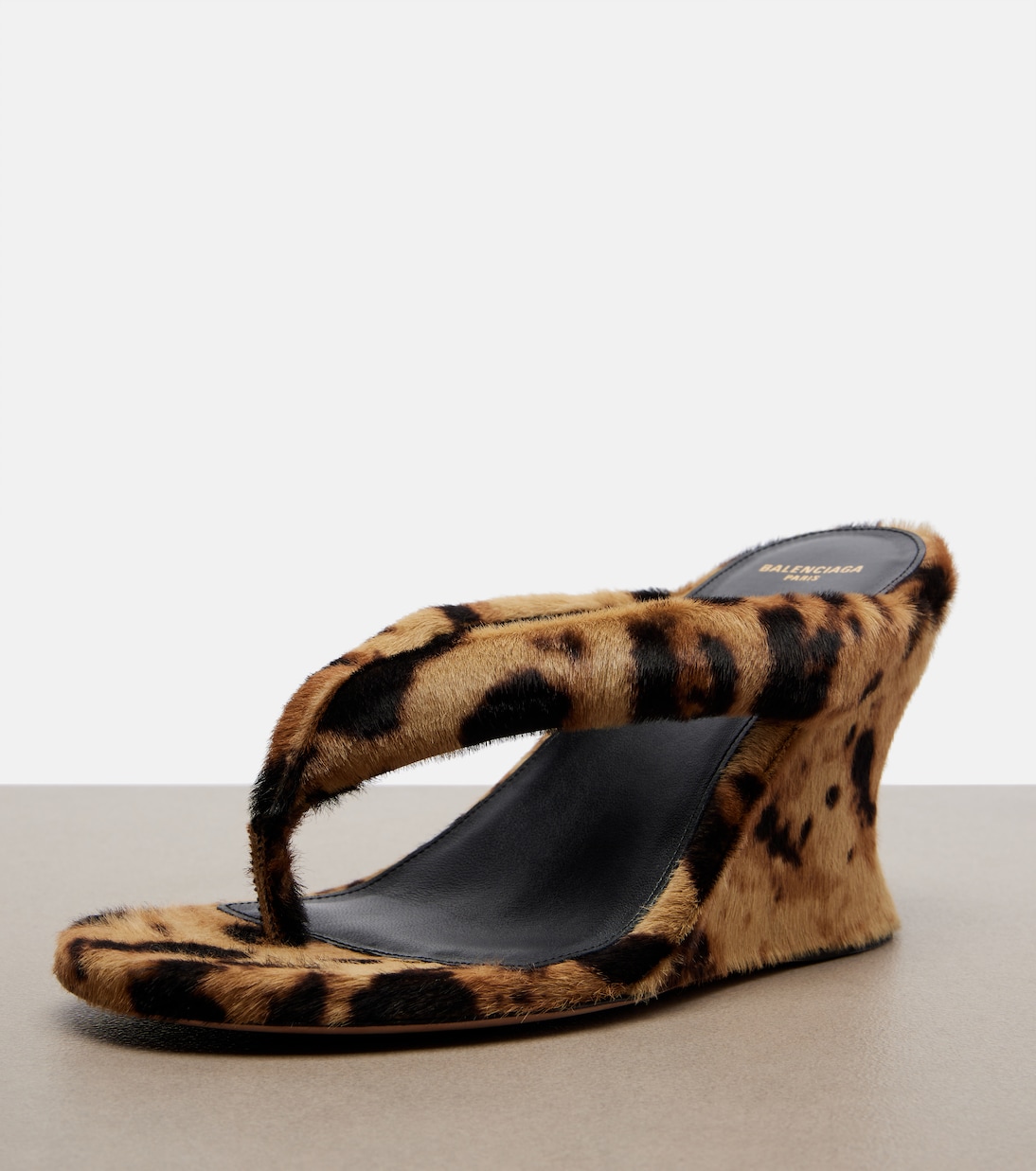 Gaeta calf hair wedge thong sandals | Balenciaga