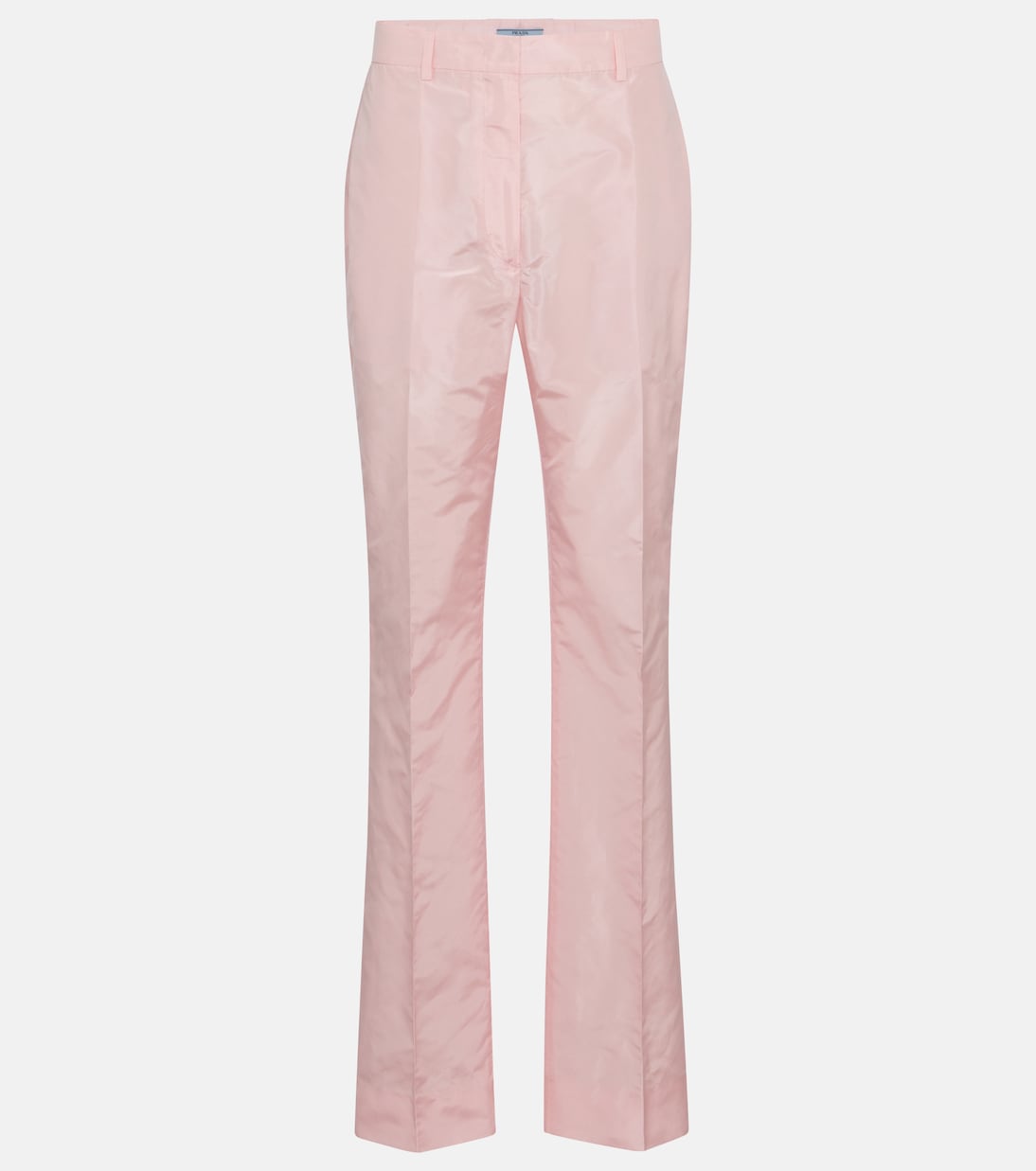 High-rise straight silk taffeta pants | Prada