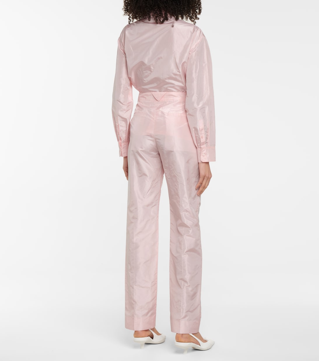 High-rise straight silk taffeta pants | Prada