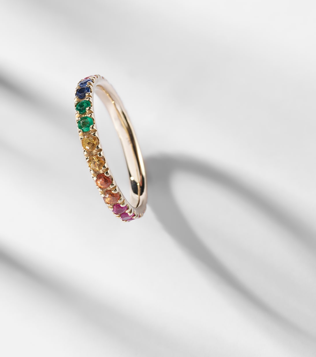 Rainbow Large 14kt gold eternity ring with sapphires, rubies, amethysts, and emeralds | Sydney Evan