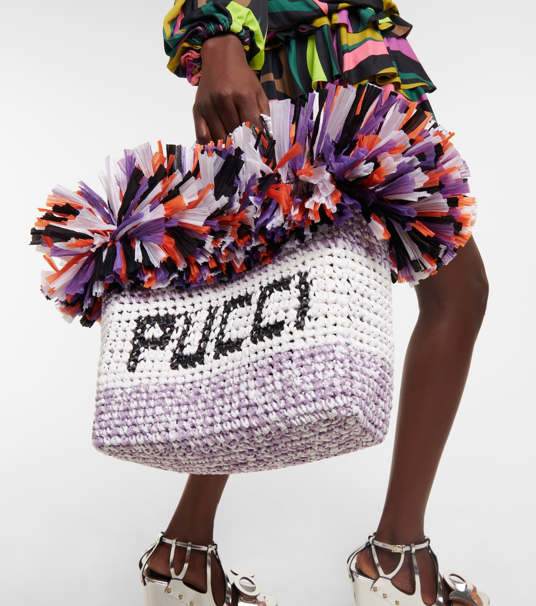 Logo Small raffia-trimmed tote | Pucci