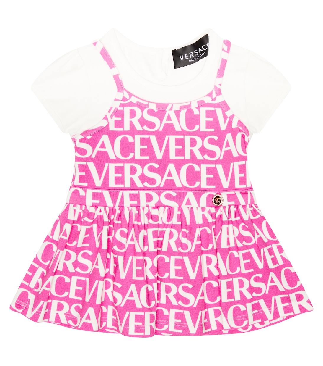 Baby logo cotton-blend jersey dress | Versace Kids