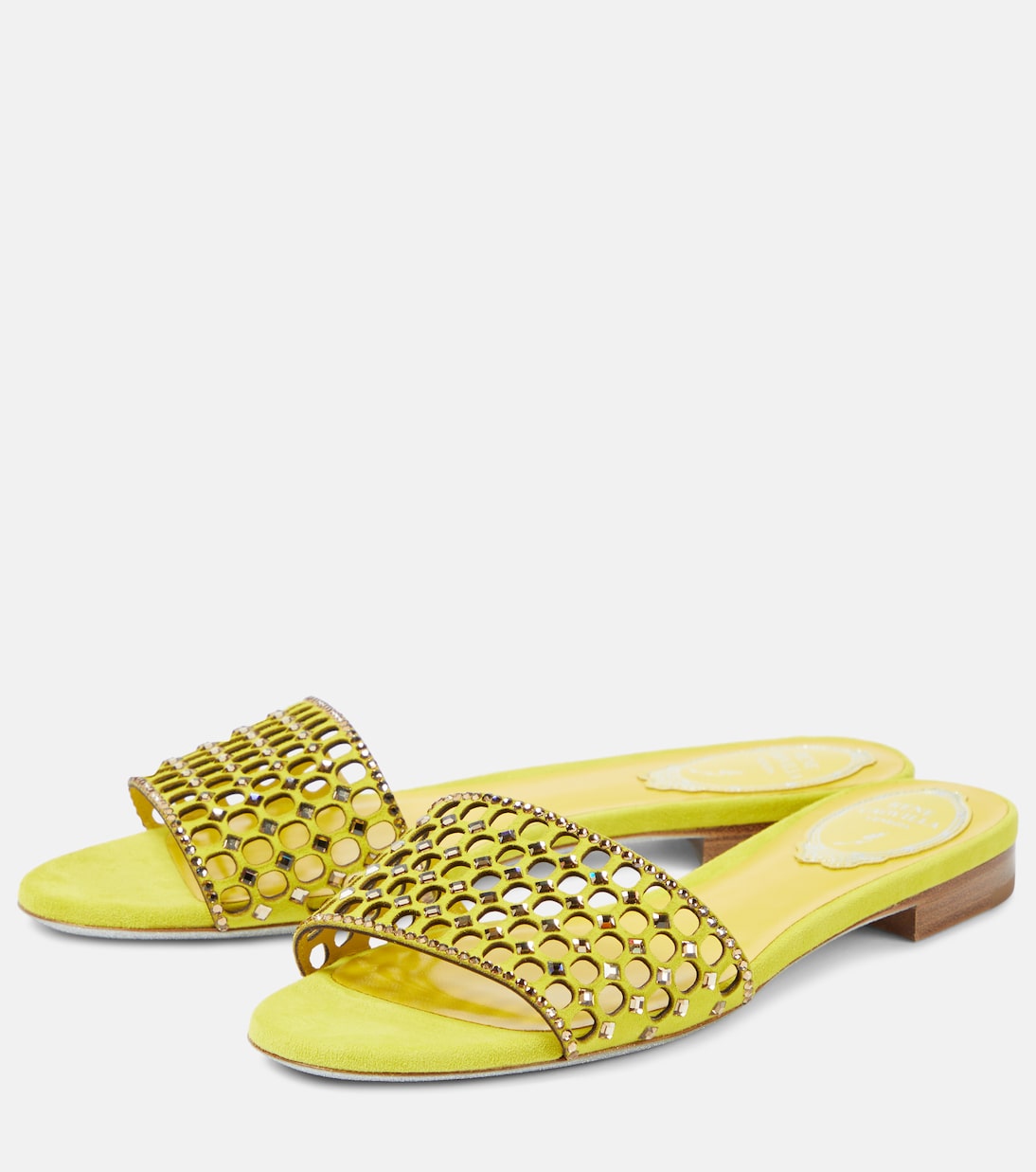 Verzierte Pantoletten aus Veloursleder | Rene Caovilla