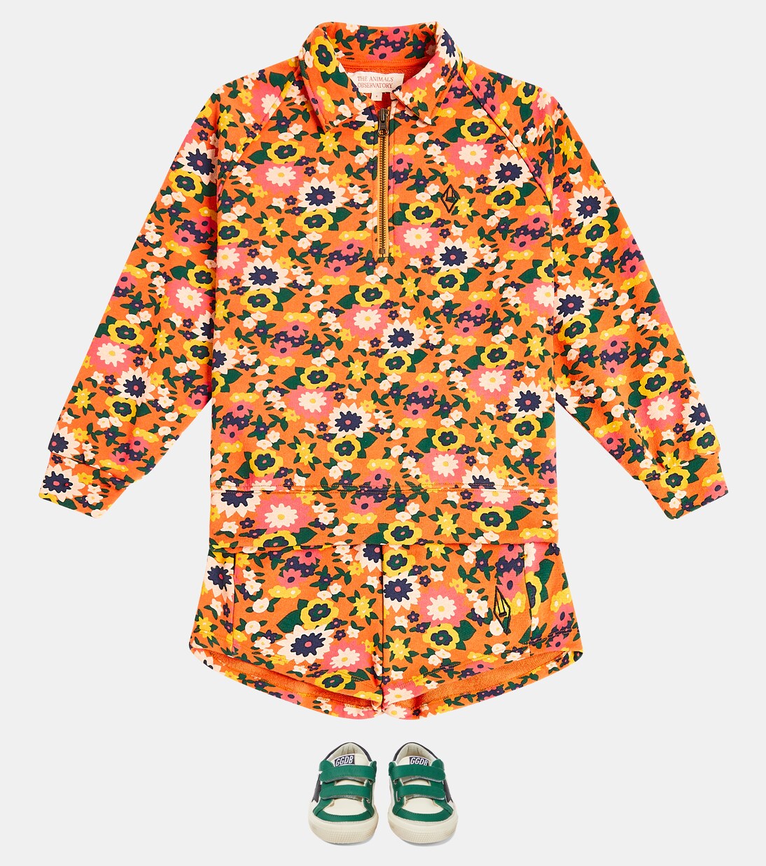 Seahorse floral cotton half-zip sweater | The Animals Observatory