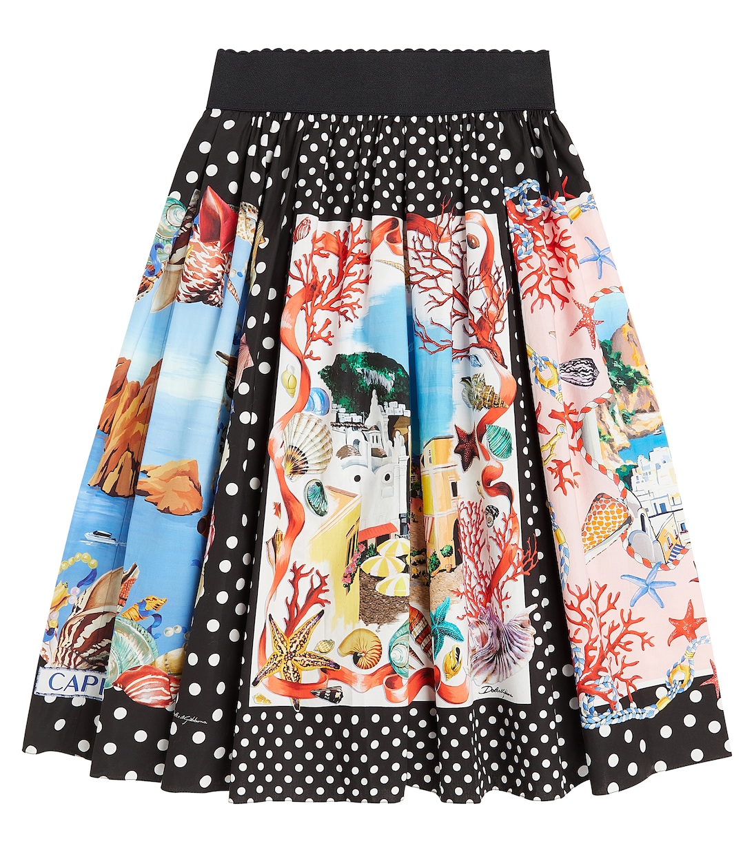 Capri printed cotton poplin skirt | Dolce&Gabbana Kids