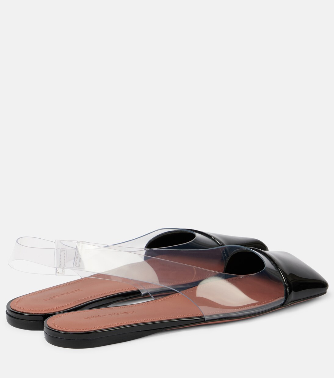 Ane Glass PVC and patent leather slingback flats | Amina Muaddi