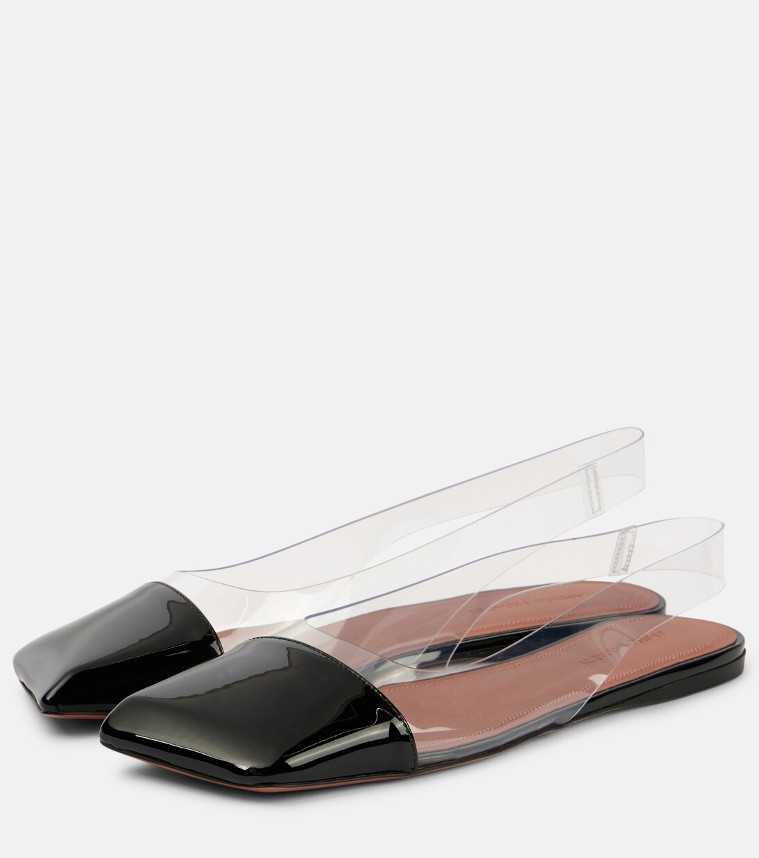 Ane Glass PVC and patent leather slingback flats | Amina Muaddi