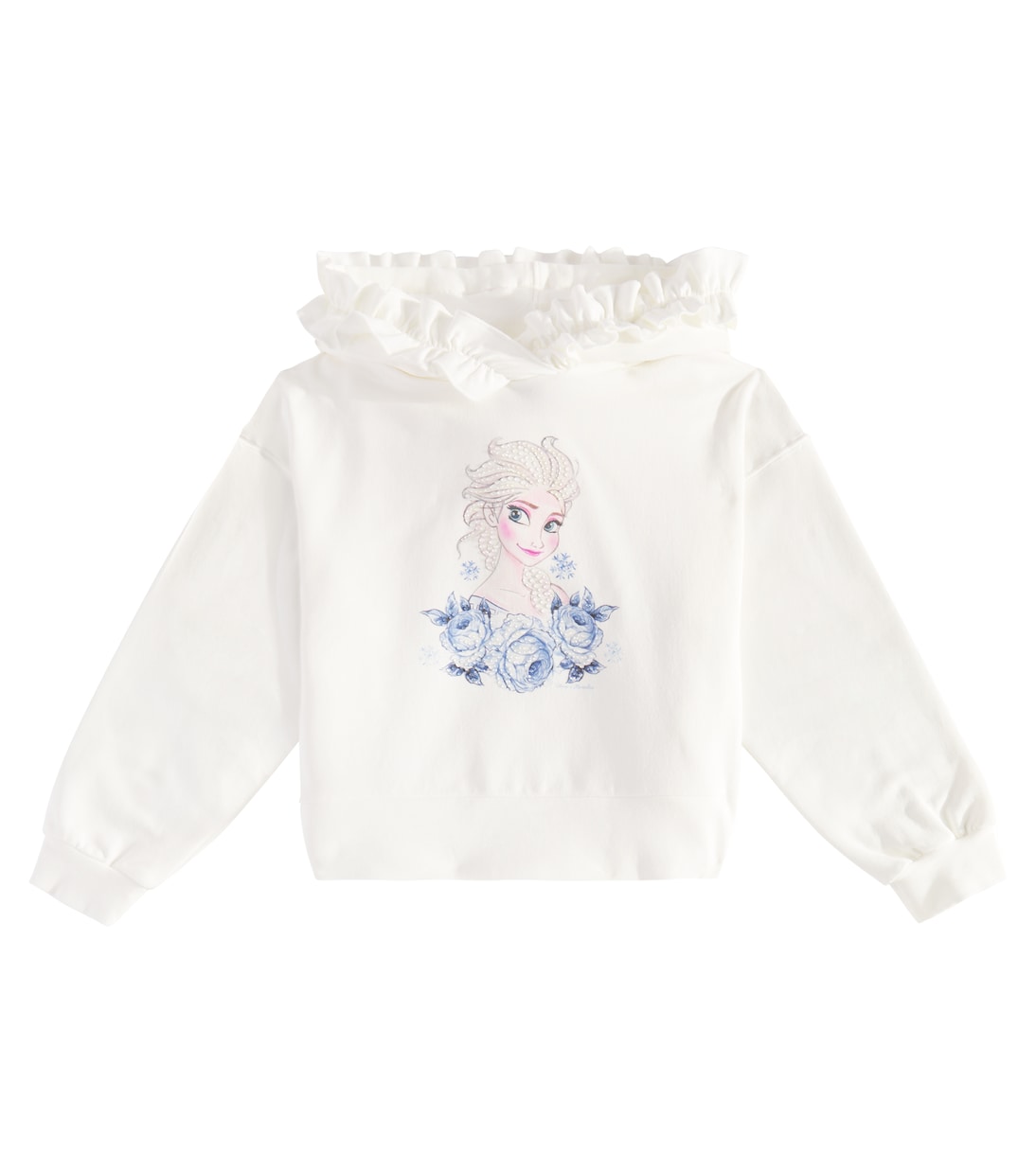 Ruched cotton-blend hoodie | Monnalisa