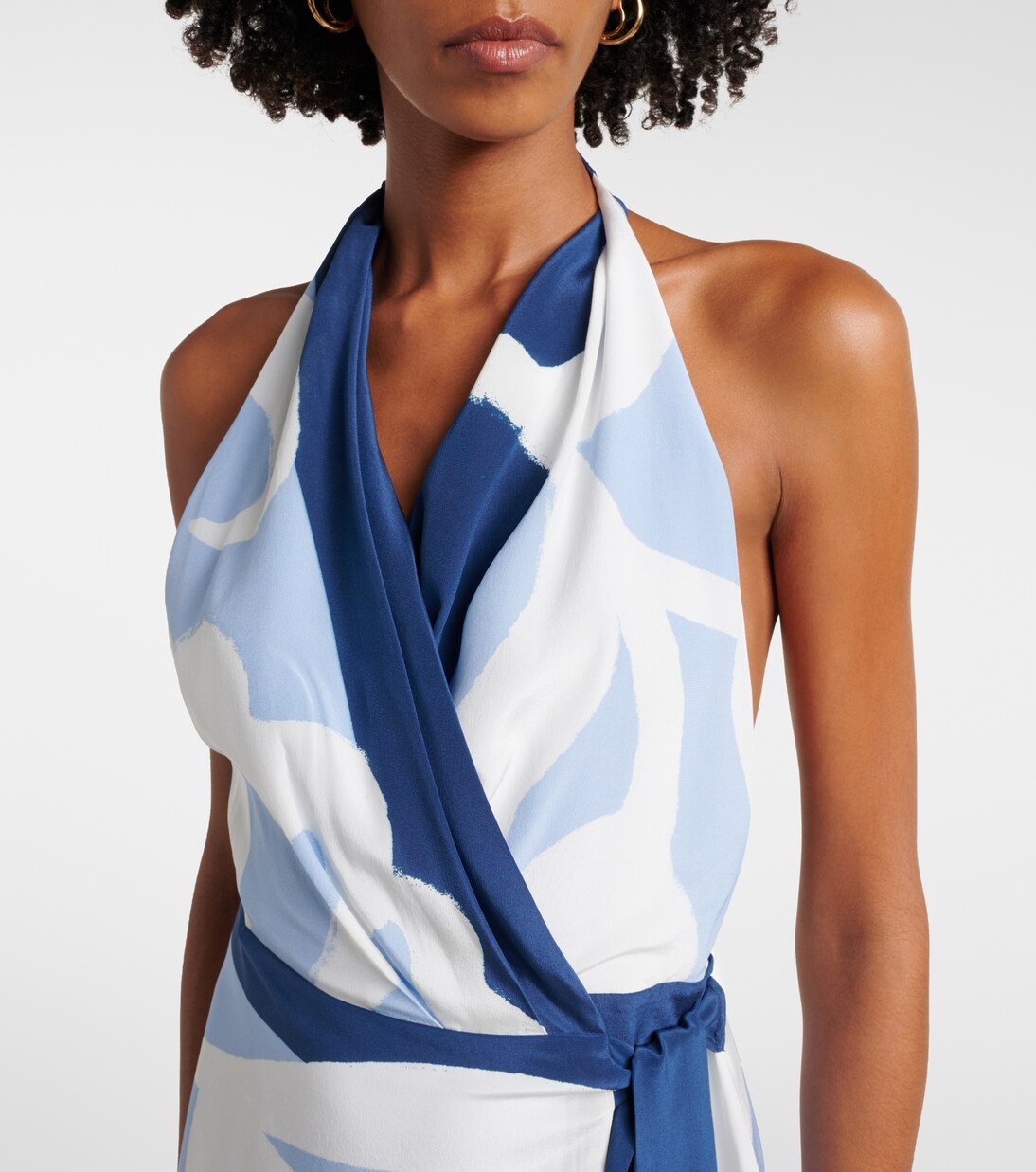 Robe portefeuille Portia imprimée en satin de soie | SIR