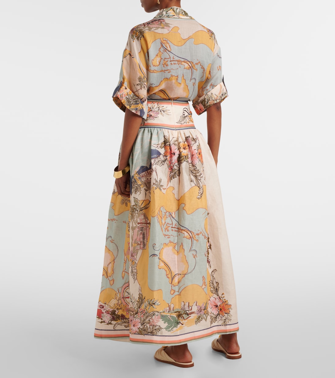 Falda larga Tallow de lino estampado | Zimmermann