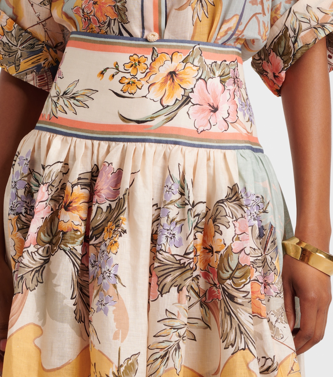 Falda larga Tallow de lino estampado | Zimmermann