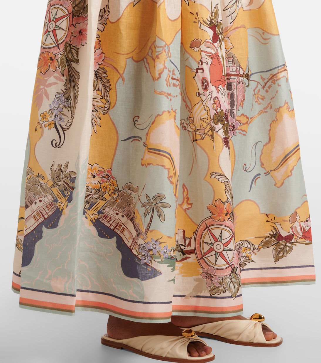 Falda larga Tallow de lino estampado | Zimmermann