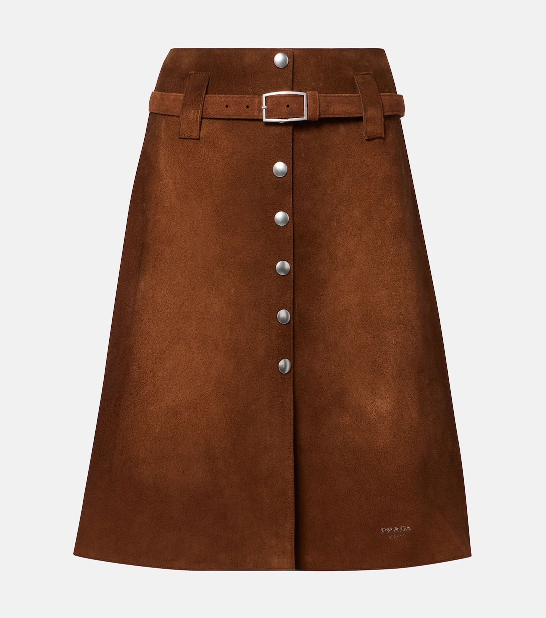Belted suede midi skirt | Prada