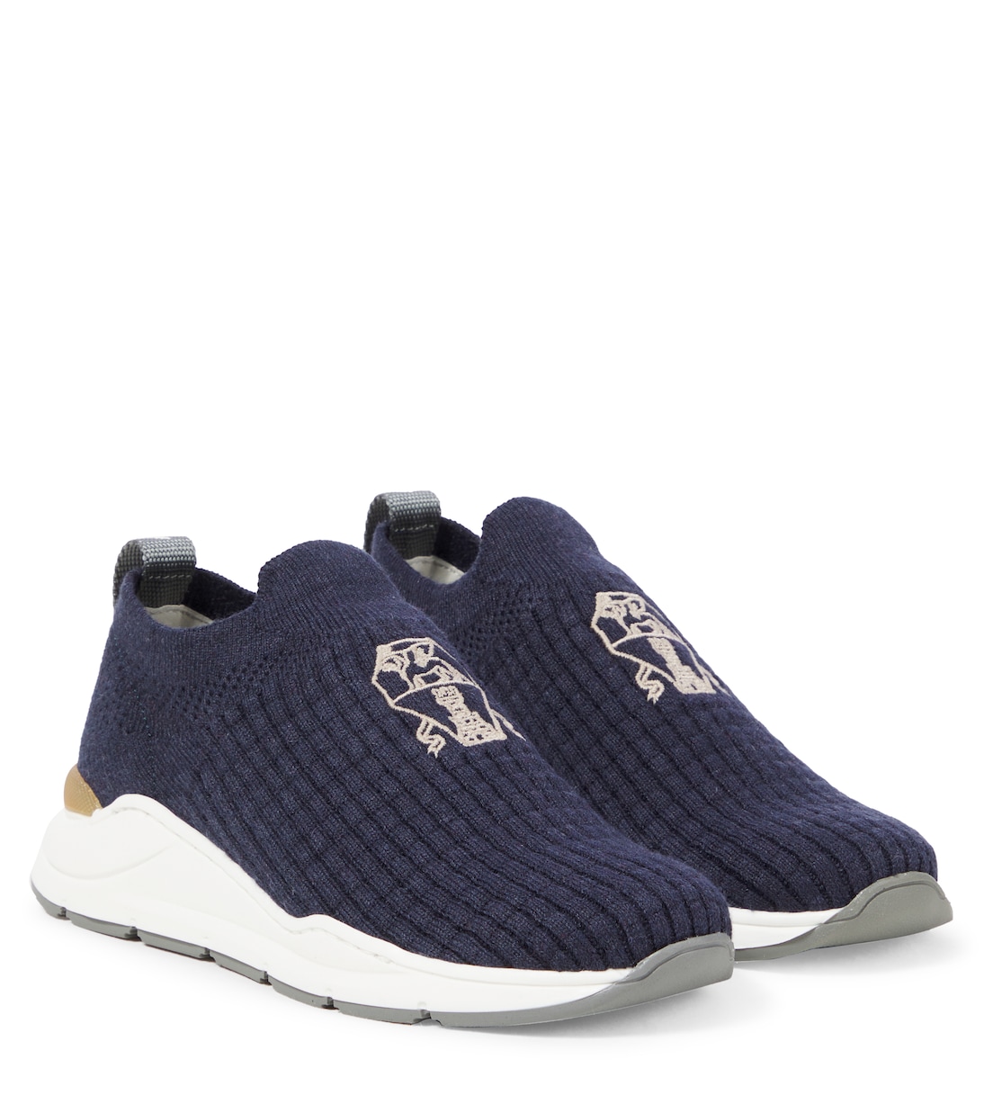 Knitted suede-trimmed sneakers | Brunello Cucinelli Kids
