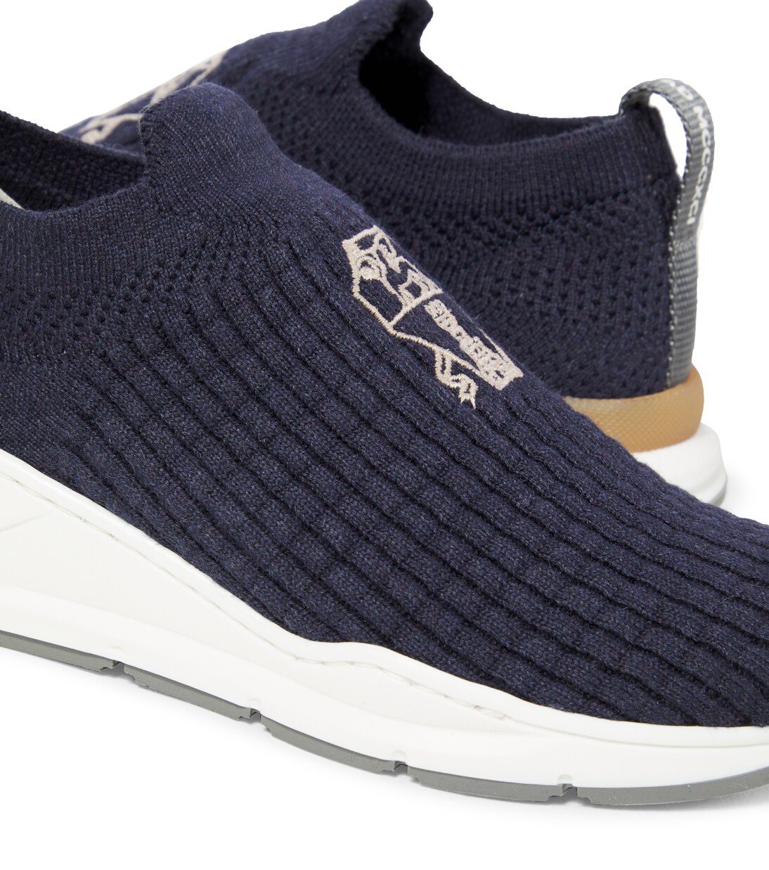 Knitted suede-trimmed sneakers | Brunello Cucinelli Kids