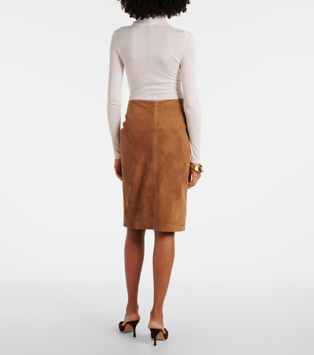 Bleistiftrock Lady aus Veloursleder | Nour Hammour