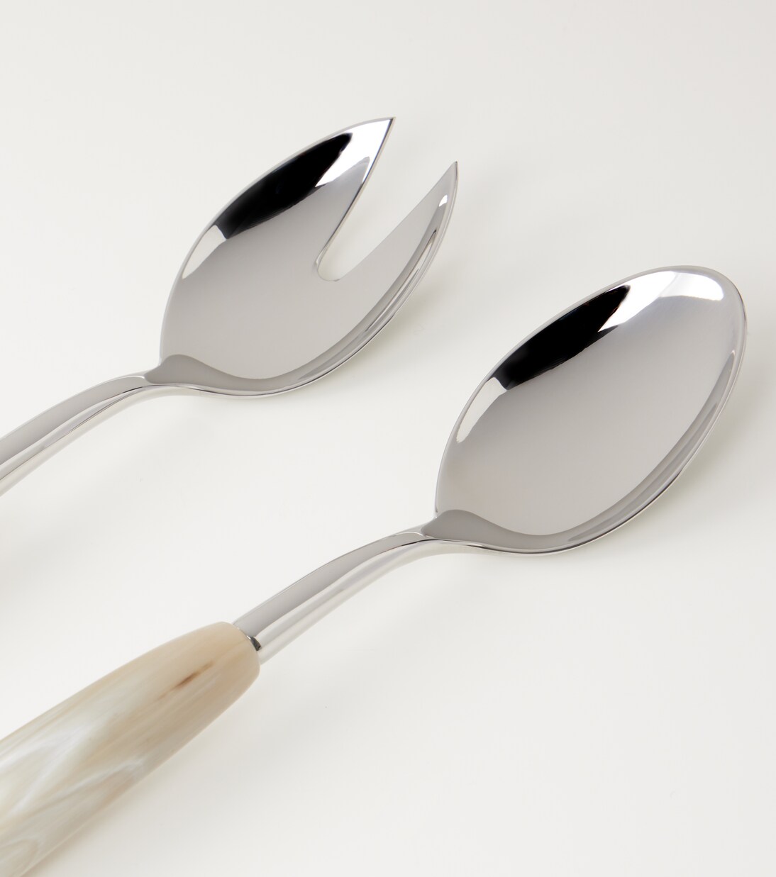 Horn and stainless steel salad serving set | Brunello Cucinelli