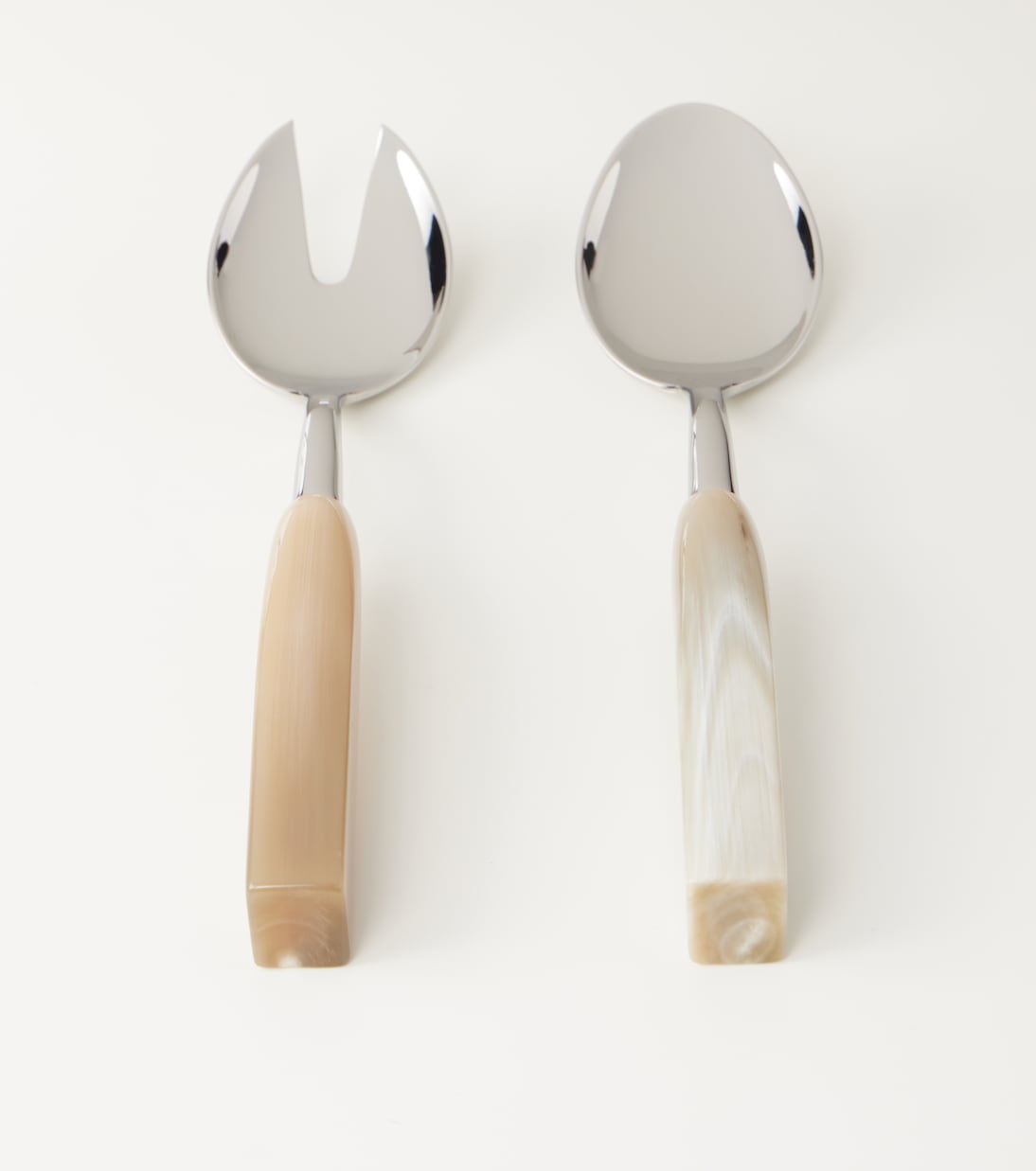 Horn and stainless steel salad serving set | Brunello Cucinelli
