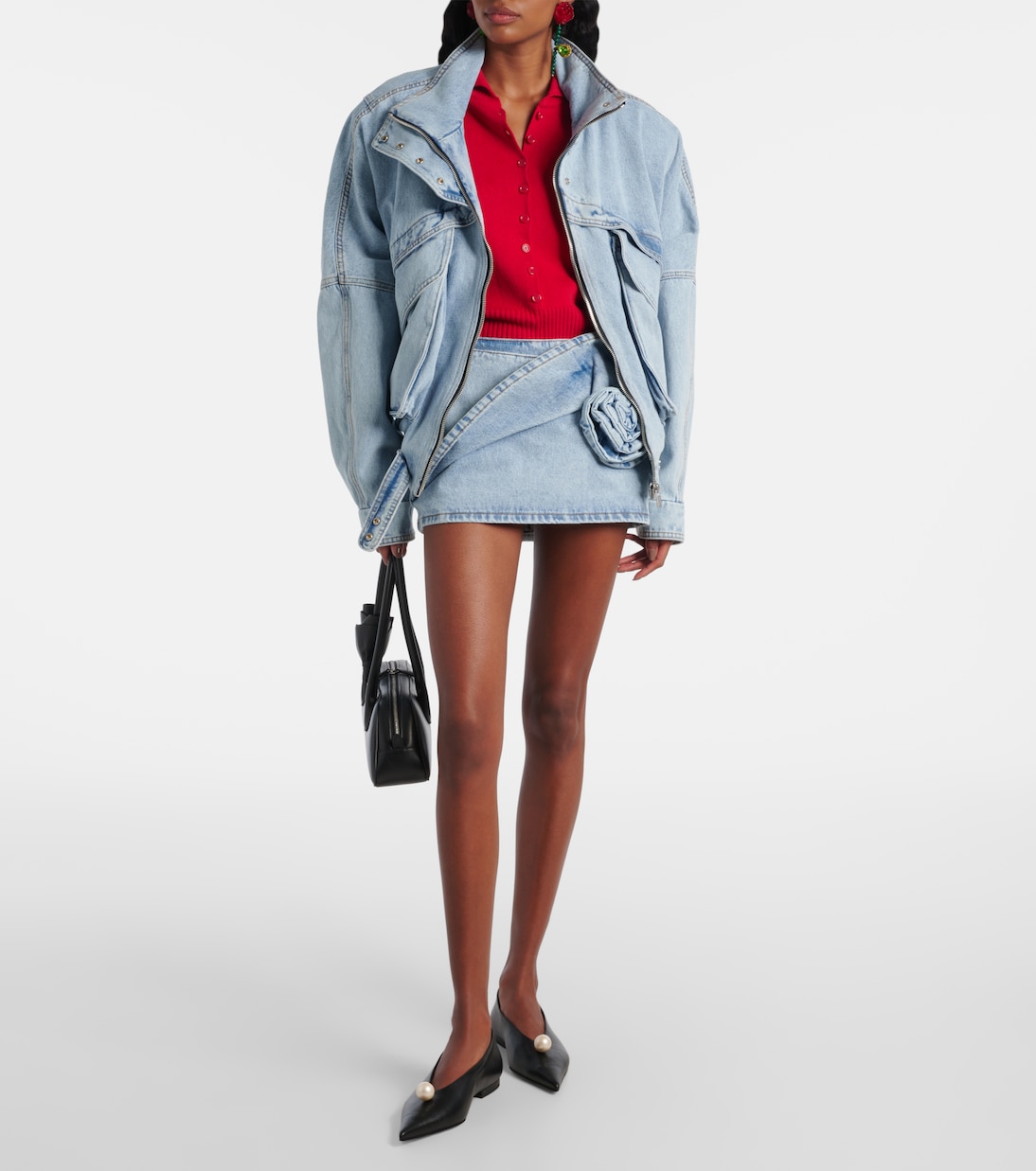 Minifalda de denim con aplique floral | Magda Butrym