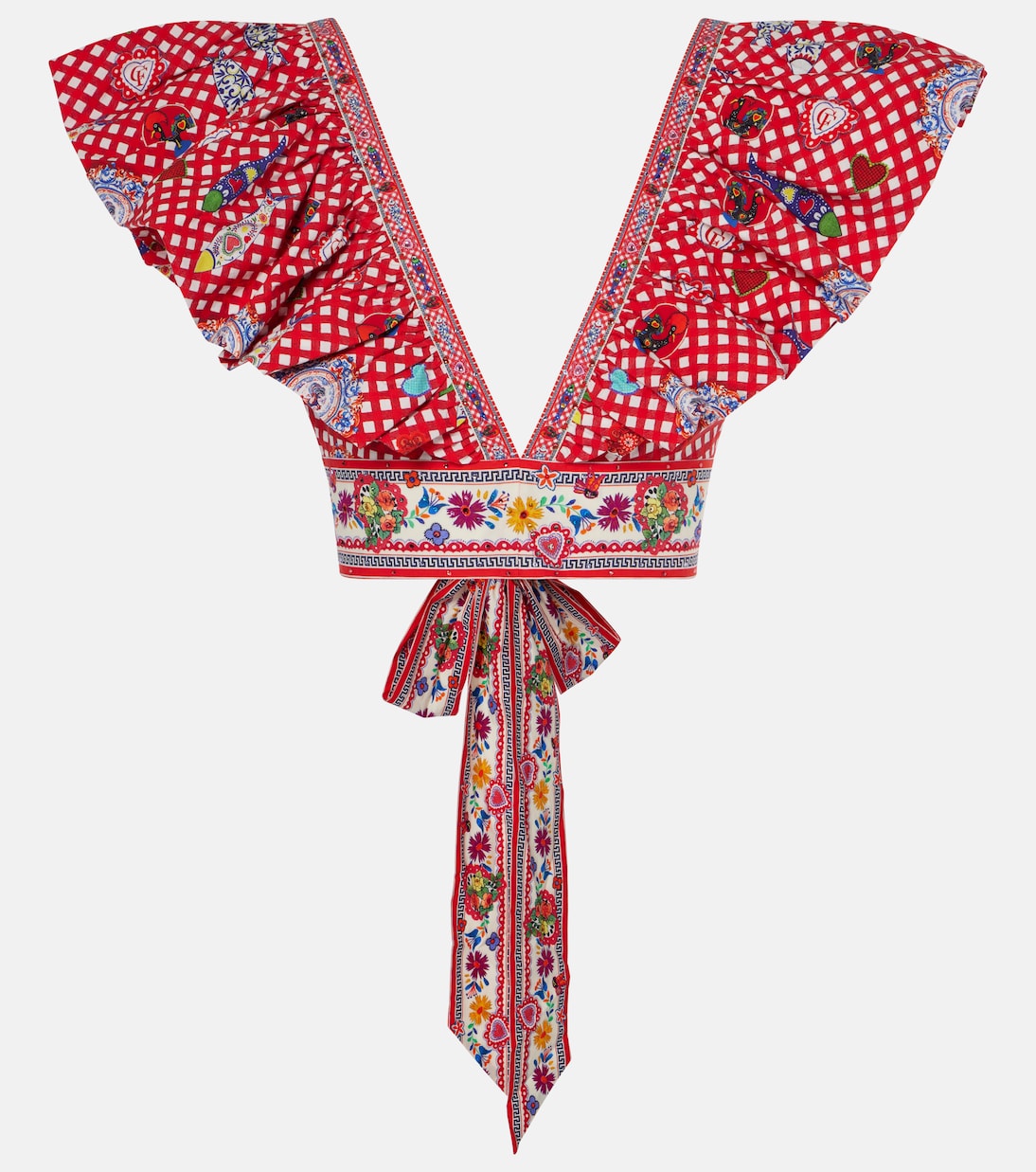 Printed ruffled cotton top | Camilla