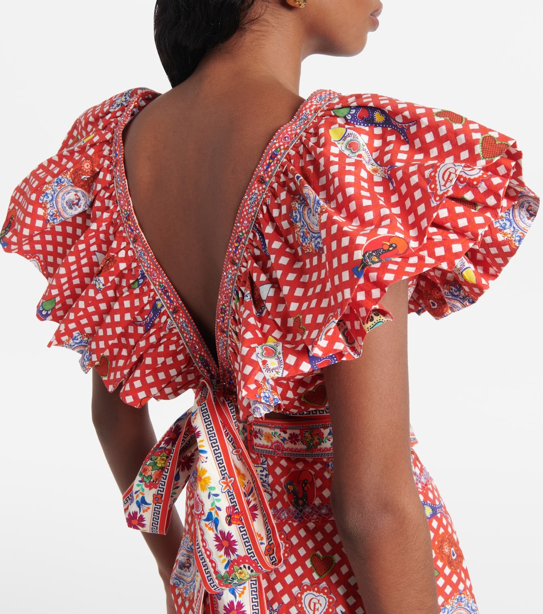 Printed ruffled cotton top | Camilla