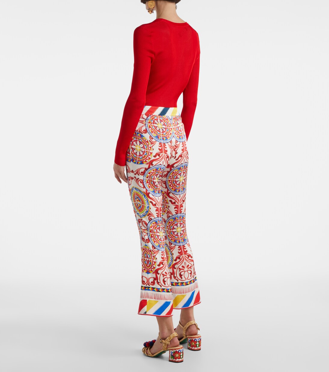 Cropped printed silk-blend flared pants | Dolce&Gabbana