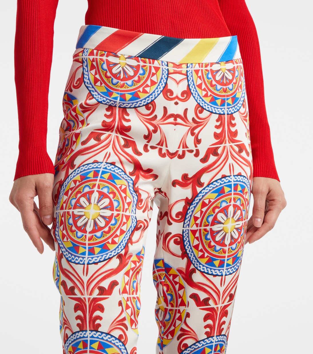 Cropped printed silk-blend flared pants | Dolce&Gabbana