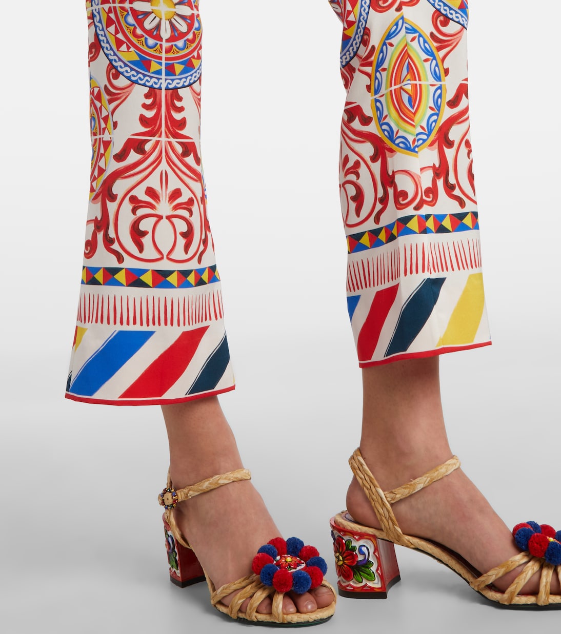 Cropped printed silk-blend flared pants | Dolce&Gabbana