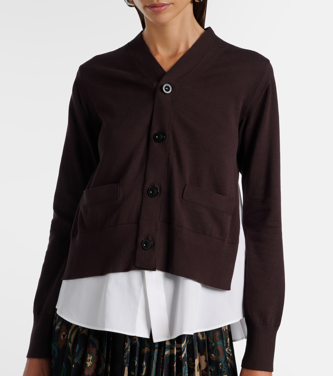 Layered cotton cardigan | Sacai