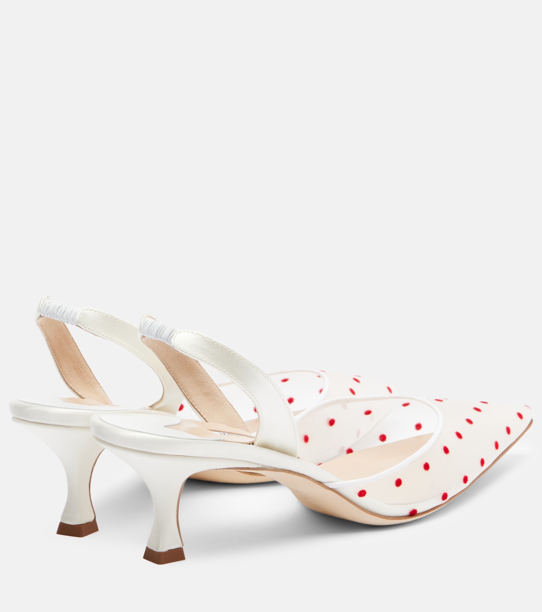 Carolyne 50 polka-dot mesh slingback pumps | Manolo Blahnik