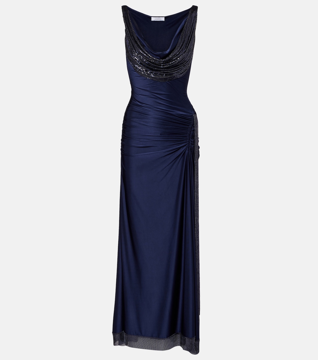Verziertes Maxikleid aus Satin | Rabanne