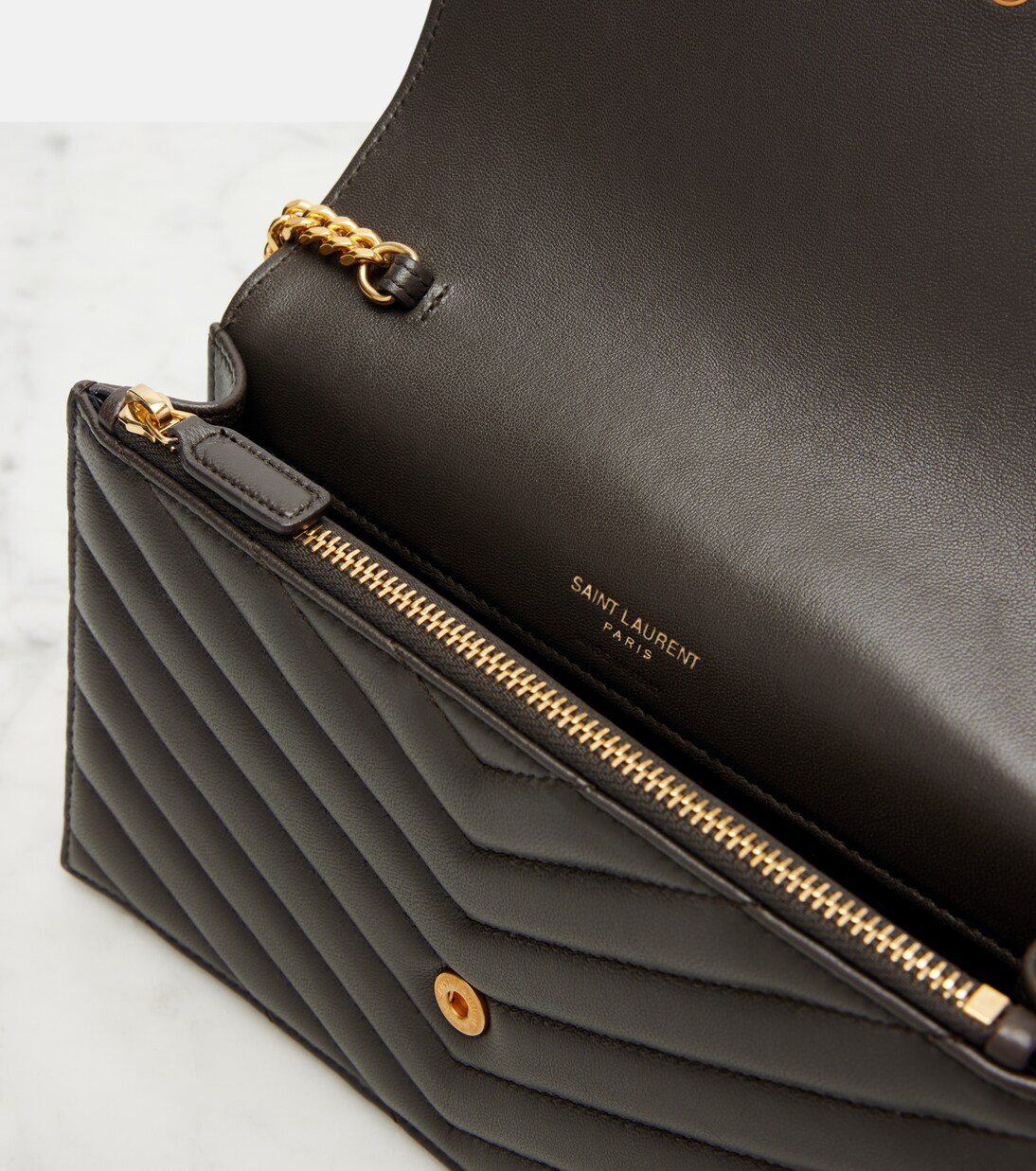 Cassandre matelassé envelope leather wallet on chain | Saint Laurent