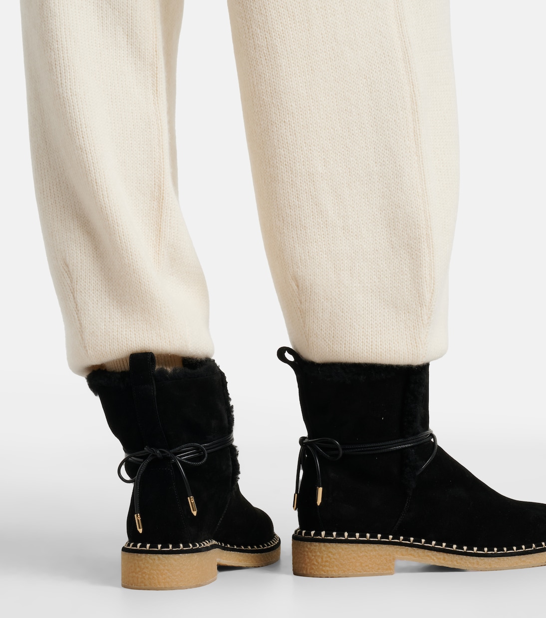Megeve shearling-trimmed suede ankle boots | Aquazzura