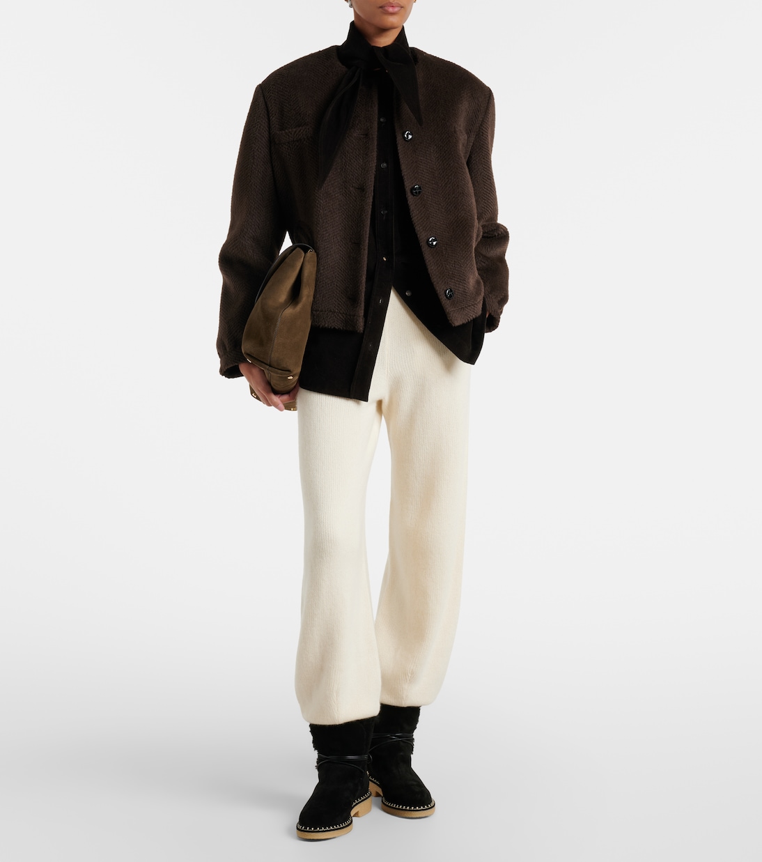 Megeve shearling-trimmed suede ankle boots | Aquazzura