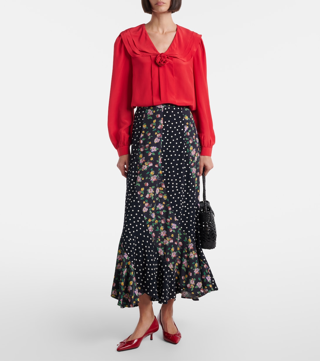 Blusa Emelin in seta con applicazione floreale | Rixo