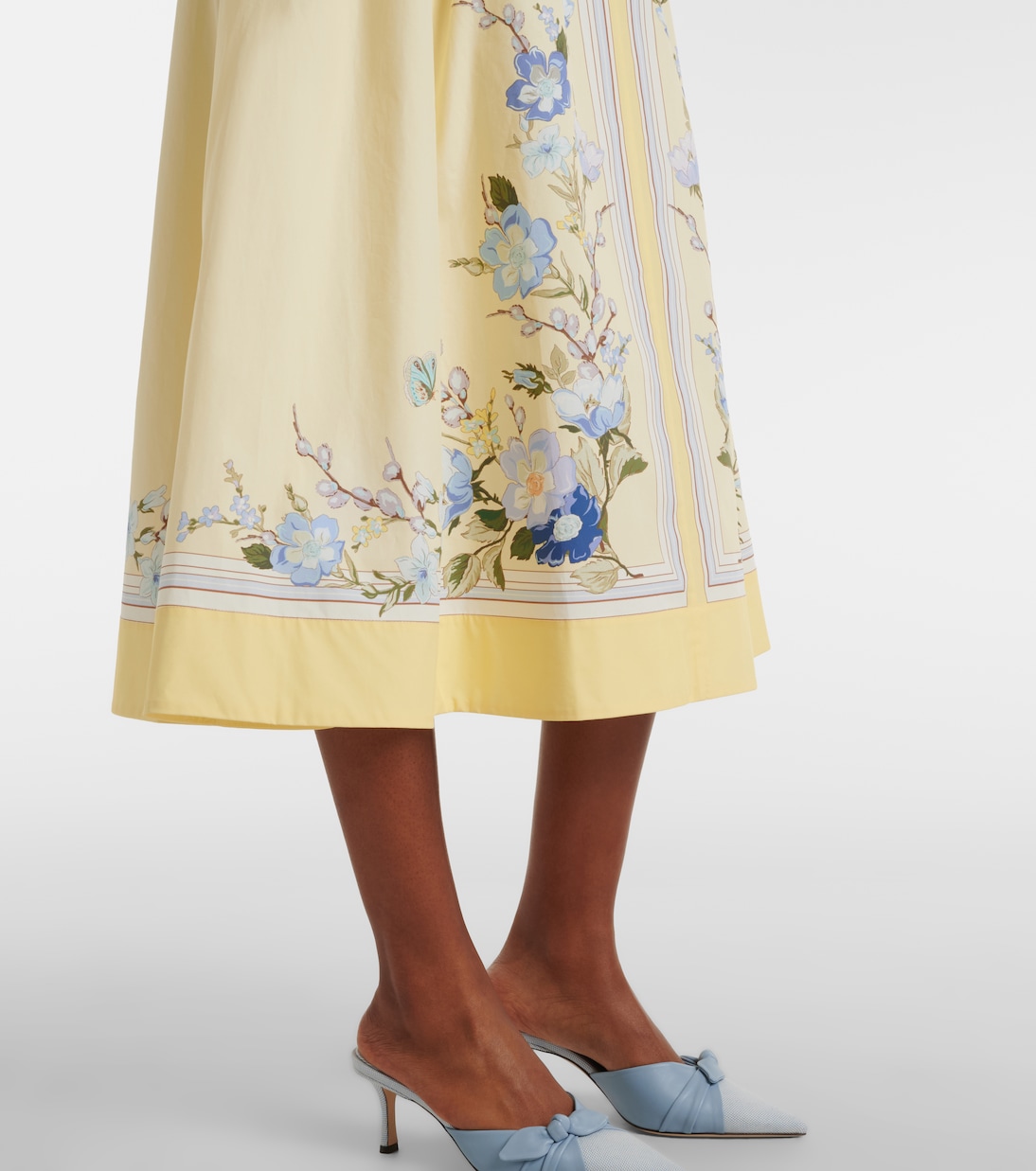 Vestido midi de popelín de algodón estampado floral | Self-Portrait