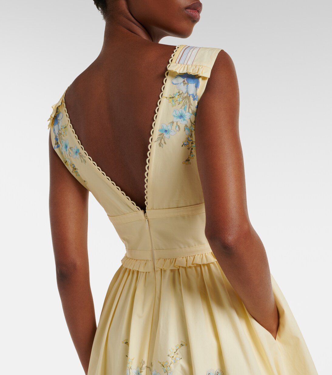 Vestido midi de popelín de algodón estampado floral | Self-Portrait