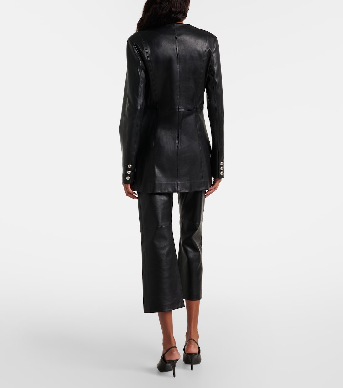 Schmale Cropped-Hose aus Leder | Nour Hammour