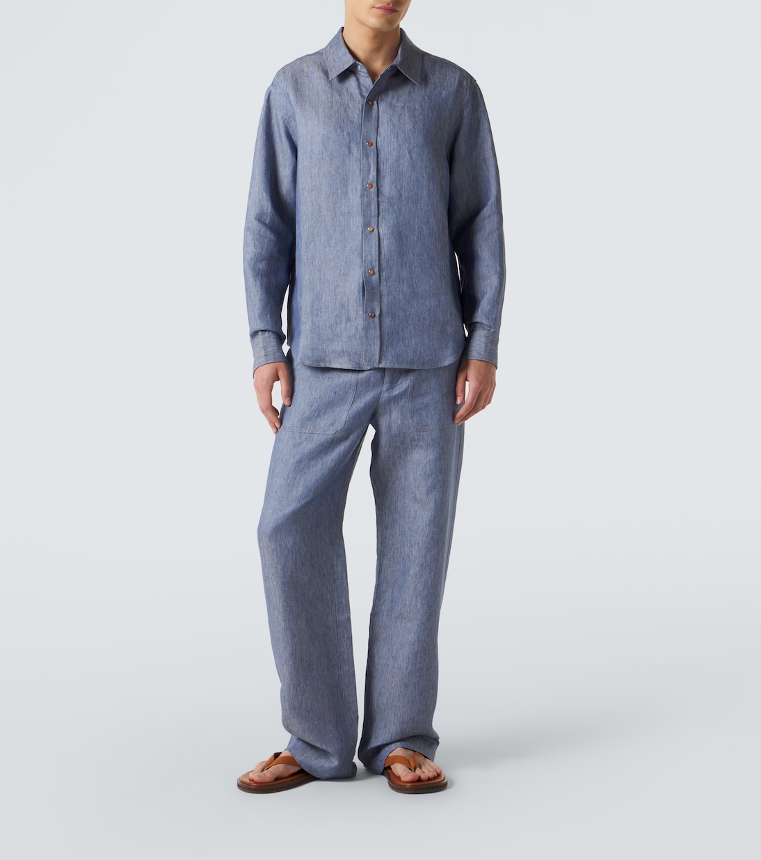 Camicia in denim di lino con corniola | God's True Cashmere