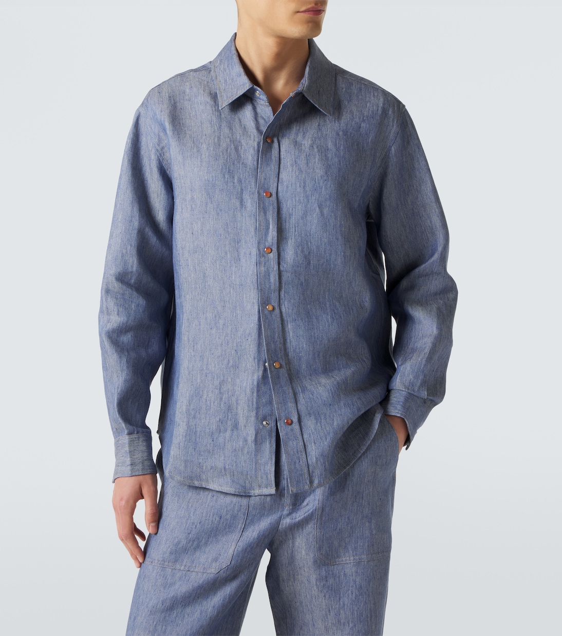 Camicia in denim di lino con corniola | God's True Cashmere