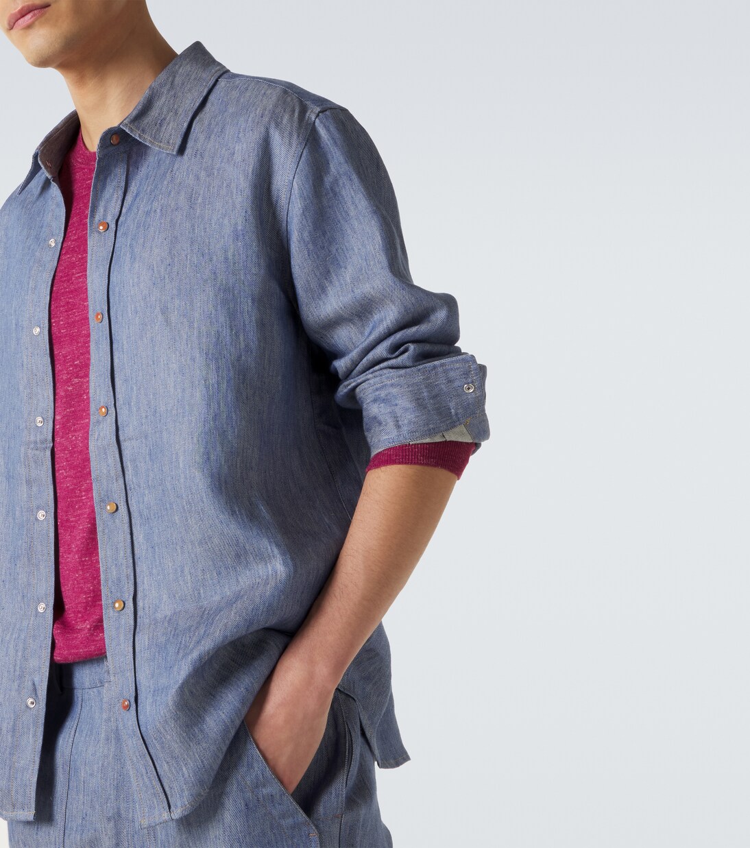 Camicia in denim di lino con corniola | God's True Cashmere
