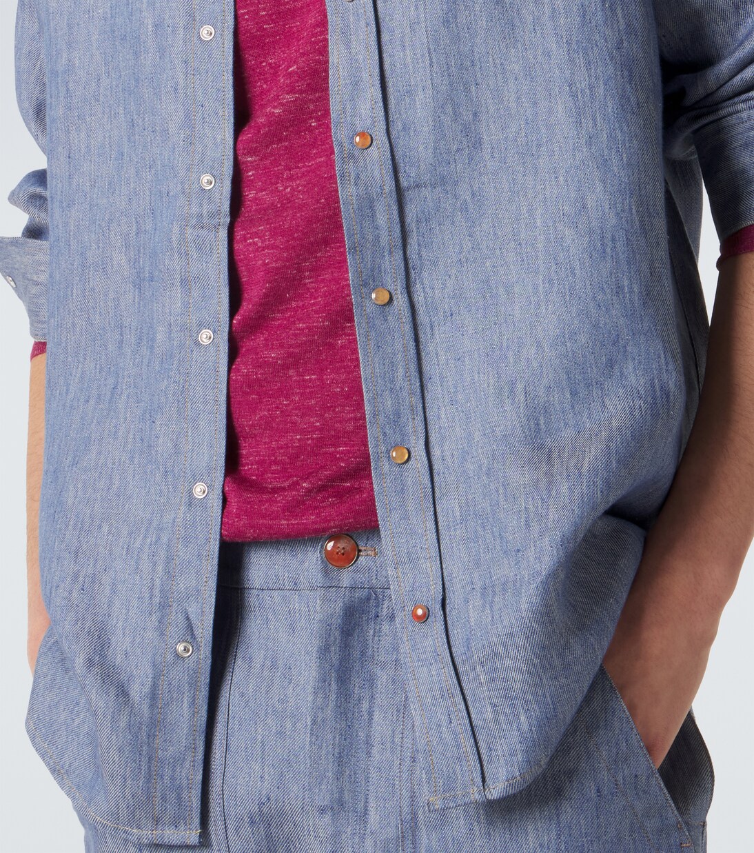 Camicia in denim di lino con corniola | God's True Cashmere