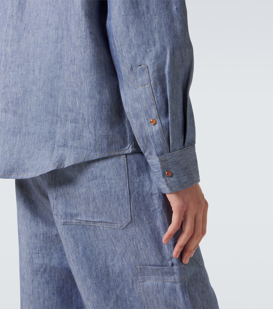 Camicia in denim di lino con corniola | God's True Cashmere