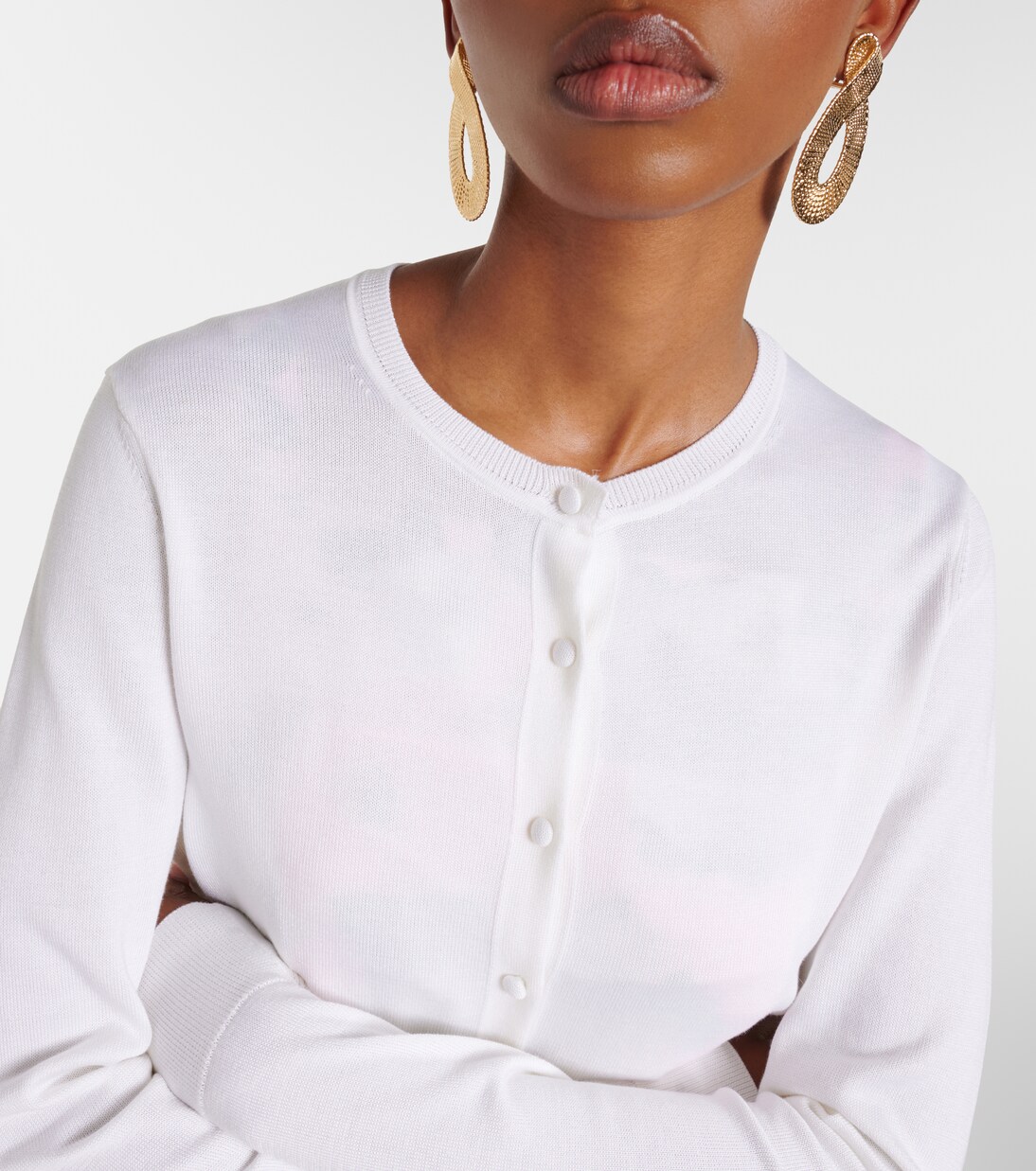 Cardigan cropped in seta e cotone | Carolina Herrera