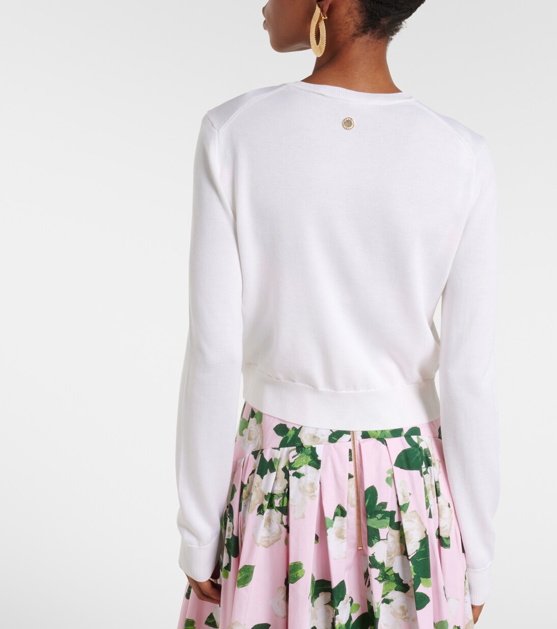 Cardigan cropped in seta e cotone | Carolina Herrera