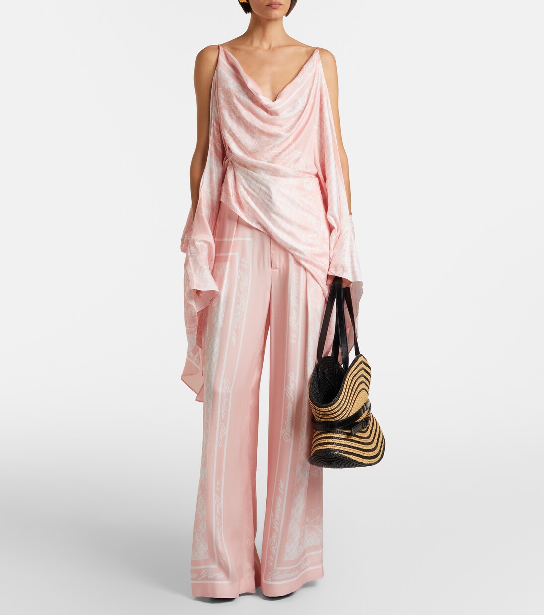 Printed satin palazzo pants | Balmain