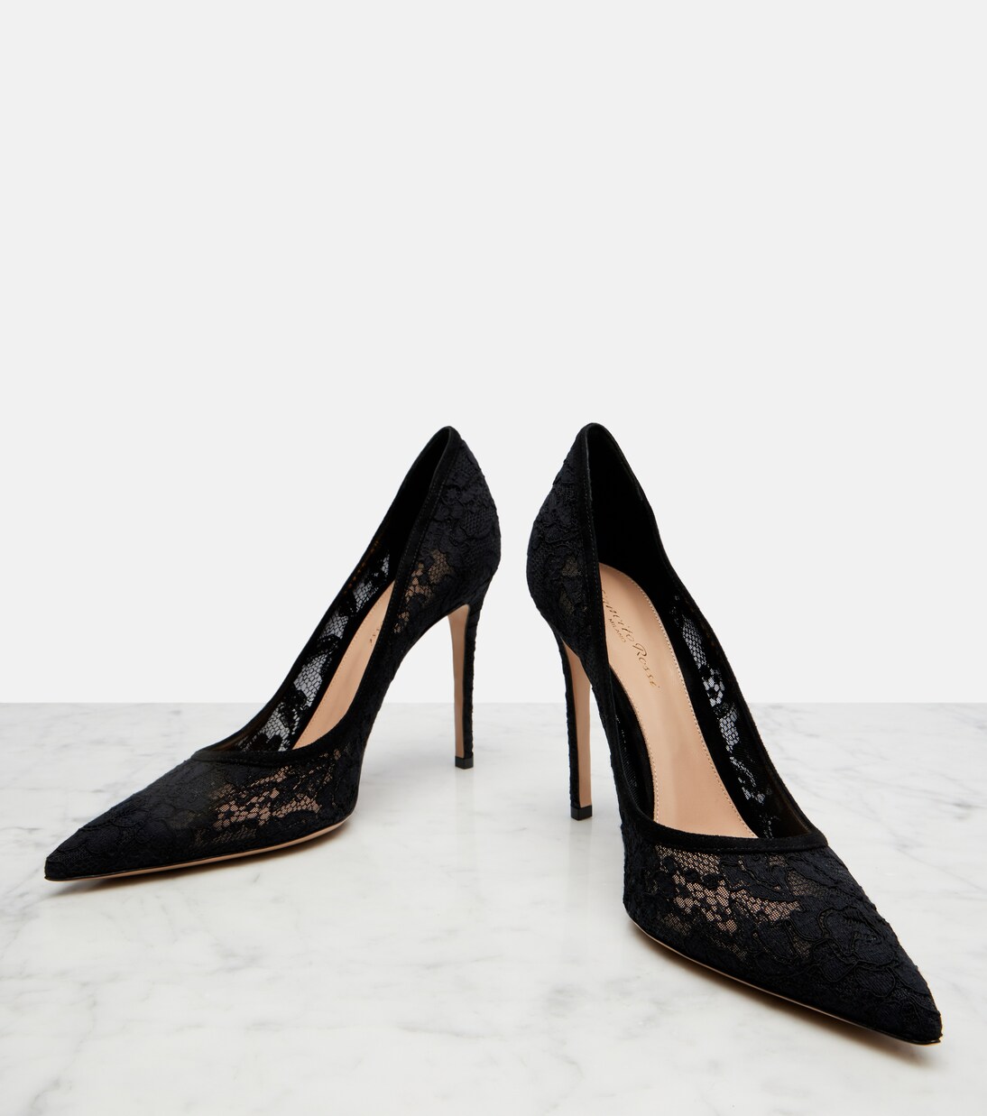 Claudia suede-trimmed lace pumps | Gianvito Rossi