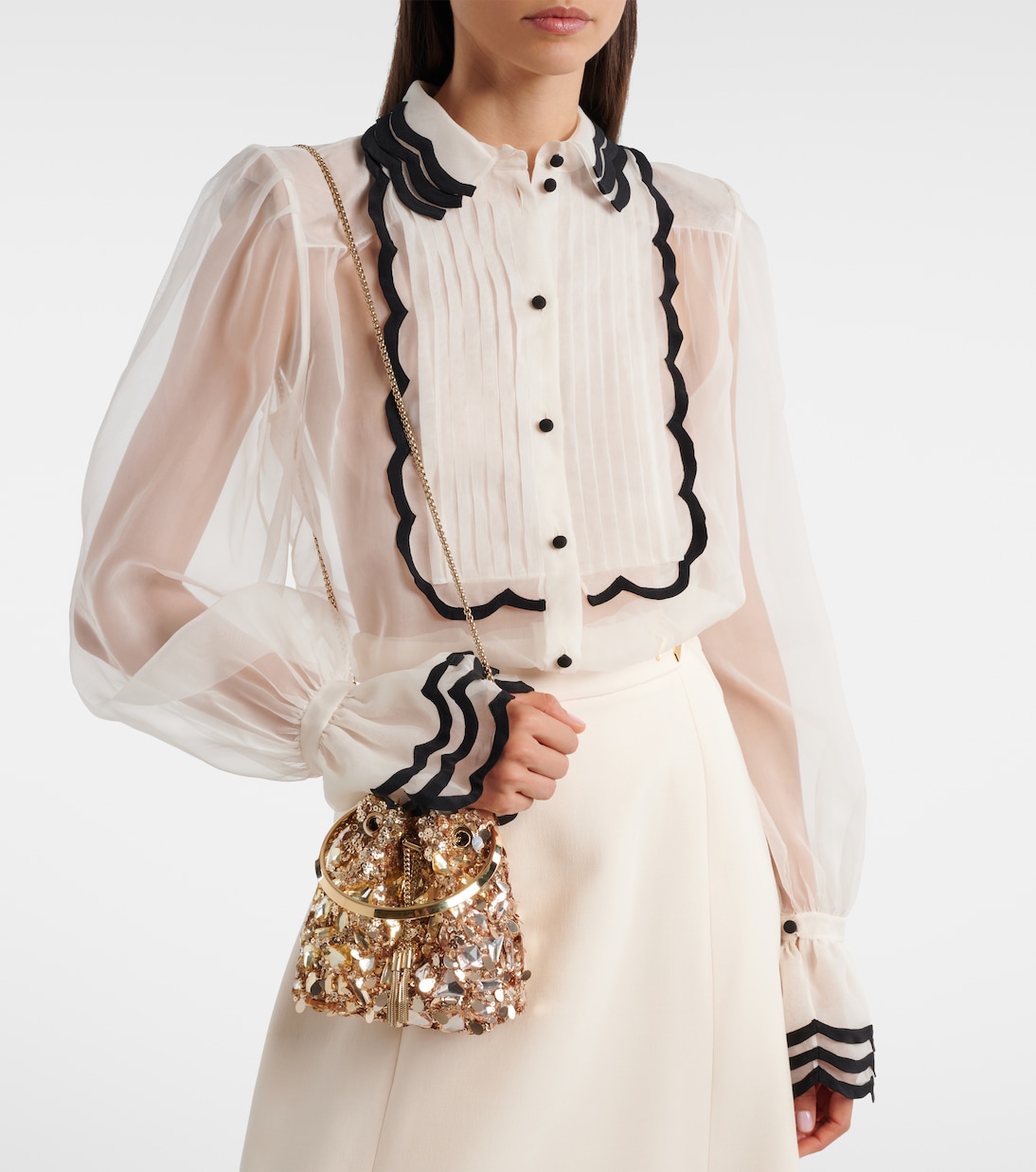 Bon Bon Small embellished bucket bag | Jimmy Choo